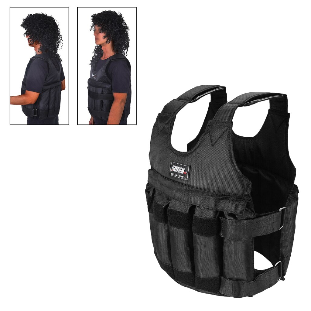 Gilet de poids réglable 50kg, pour adultes, charge, lesté, Fitness, entraînement, musculation, avec 12 sacs