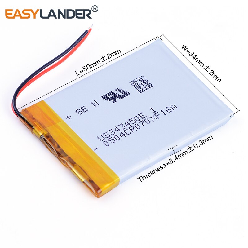 343450 3.7V 600mAh Rechargeable Li-Polymer Li-ion Battery For mp3 mp4 bluetooth earphone GPS toys DVR E-book US343450E 323450