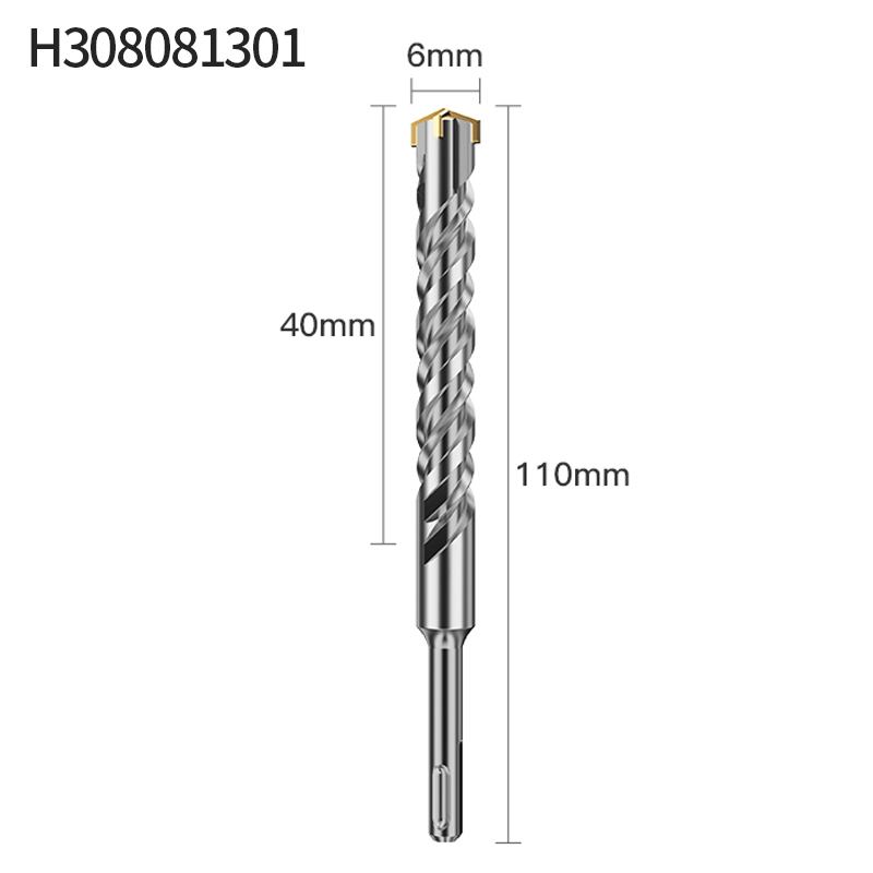 LIDIAO Round Handle Concrete Drill Bit with Double Helix Groove and Four Blades Tungsten Steel Drilling Diameter 6 to 14mm: Brown