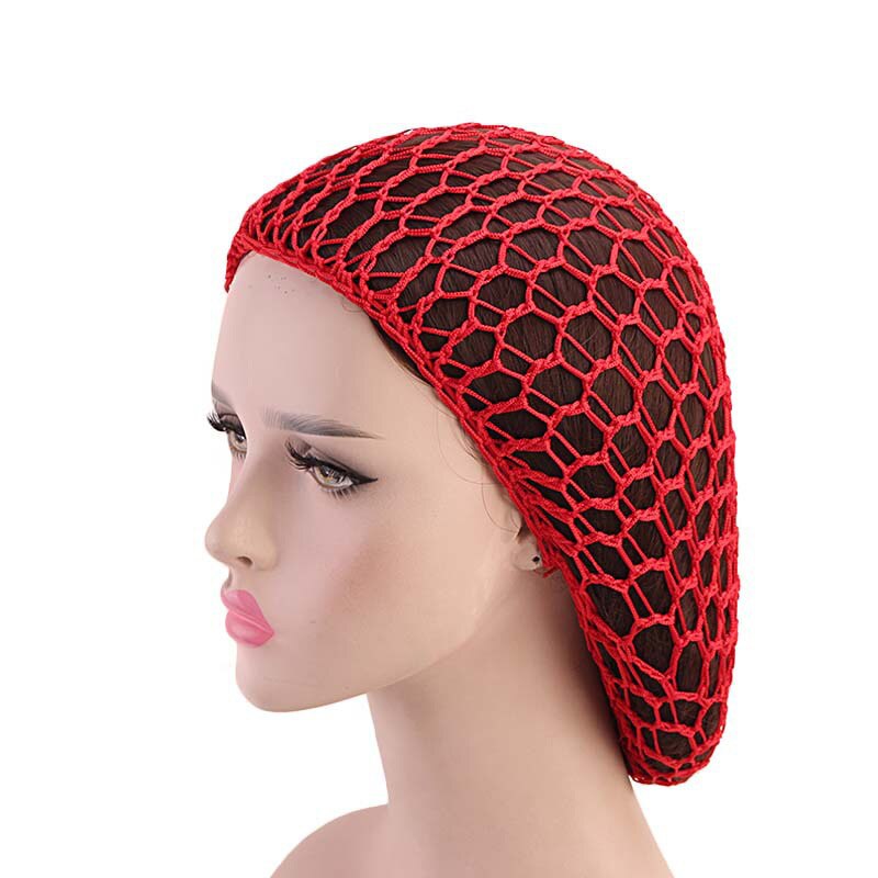 Women Ladies Soft Rayon Snood Hair Net Handmade Crocheted Hair Nets Mesh Breathable Hair Styling Hat Hatnight Cap Cheveux Femme: red