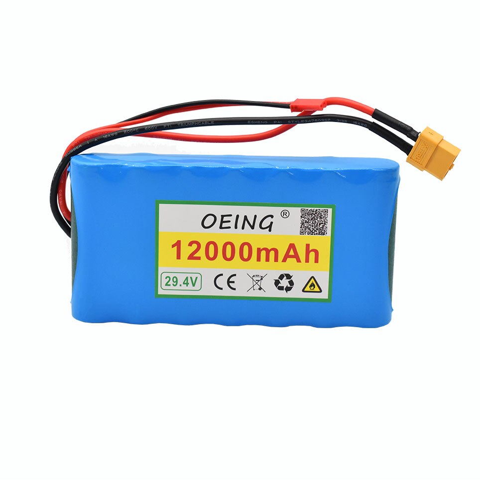 Batterie Lithium-ion pour petits monocycle électrique, 29V, 12ah, 7S1P, 29.4V, 12000mAh, avec BMS intégré