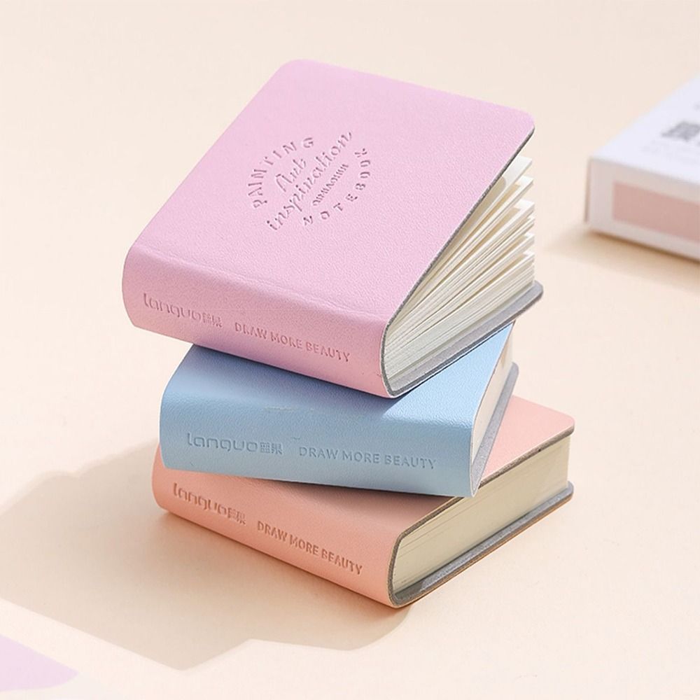 3 stuks dik tekenpapier, mini tekenboekje, compact schetsboekje met pu-leren omslag, ongelijnd blanco papier