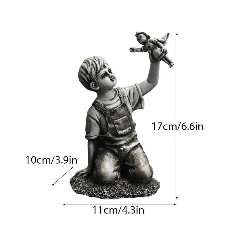 Colección de escultura de Vilead Banksy, estatua lanzadora de flores, arte Pop, globo moderno, estatuilla de niña, decoración del hogar para oficina y calle: Transparente