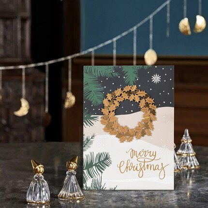 Gold Stamping Ornament Christmas Card 3D handmade Season&#39;s Greeting Invitation Card Business: 2104-06