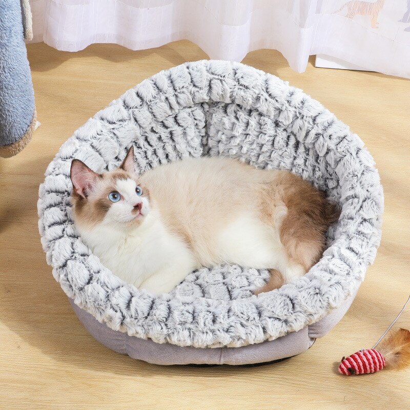 Monba Deluxe Knuffel Grote Hond Bed Comfy Huisdier Kalmerend Bed,Self-Warming Hond Kussen, Anti-Slip Huisdier Mat Wasbare Kennel Ronde Hond Sofa, 120cm, Beige