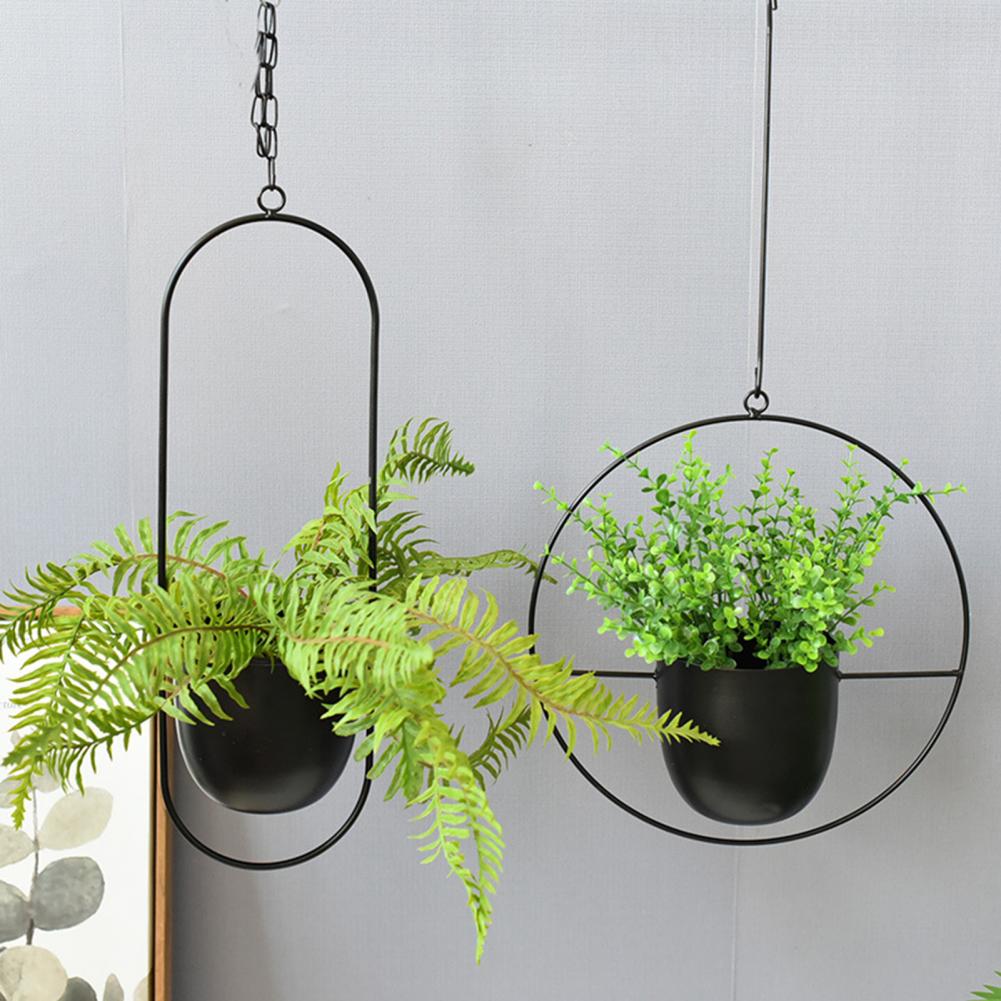 Succulent Hanging Planter  Sturdy Iron Detachable Chain Flower Hanging Pot for Garden 