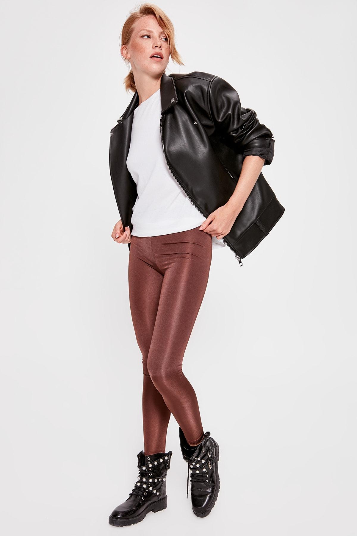 Trendyol Bruin Bright Disco Gebreide Leggings TWOAW20TA0053