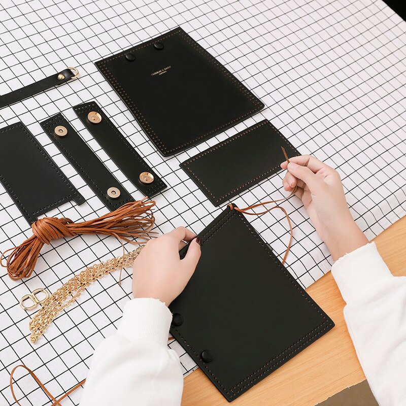 Devil' s2020 voor vriendin breien ketting enkele schouder messenger zelfgemaakte diy materiaal tas: Pakket zwart