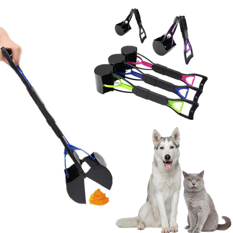 Pinzas Extra largas para recoger excrementos de mascotas, palas plegables para limpieza de excrementos de gatos y perros