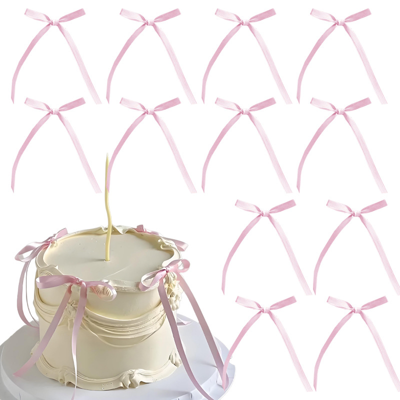 20 stuks boog taart decoraties roze strik lint taart toppers voor verjaardag bruidstaart decoratie en benodigdheden: Black