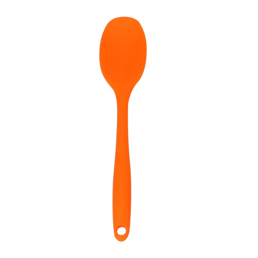 HILIFE-cuchara de silicona de mango largo para cocina, cucharas de sopa para pastel, espátula, vajilla, utensilios de cocina: Naranja