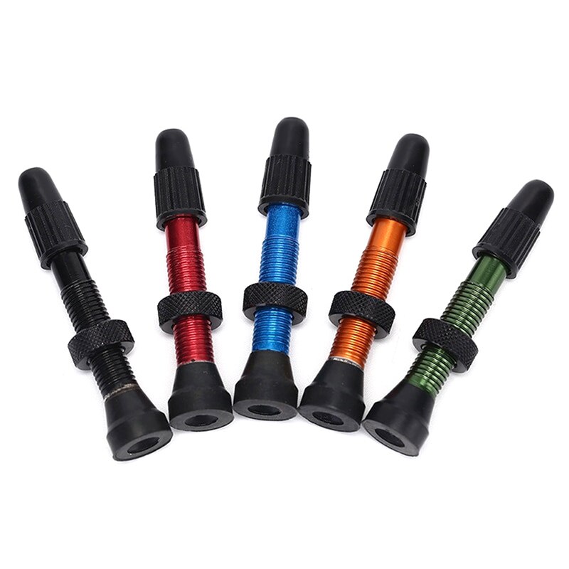 1 Paar Fiets Mountain 48/60Mm Valve Voor Road Tubeless Velg Legering Of Messing Stem Messing Kern W/ Cap & Tool