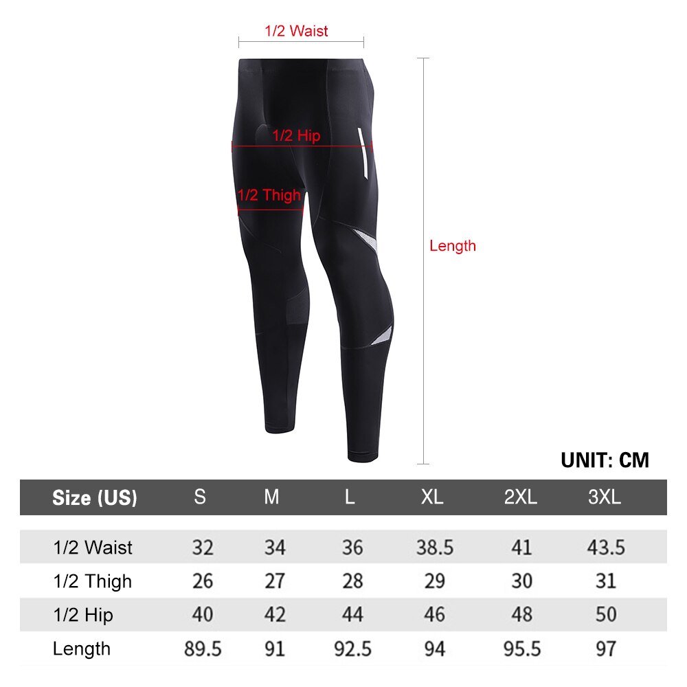 Lixada Men's Bicycle Pants Reflective Gel Padded Cycling Compression Tights Leggings Outdoor Riding Bike Pants