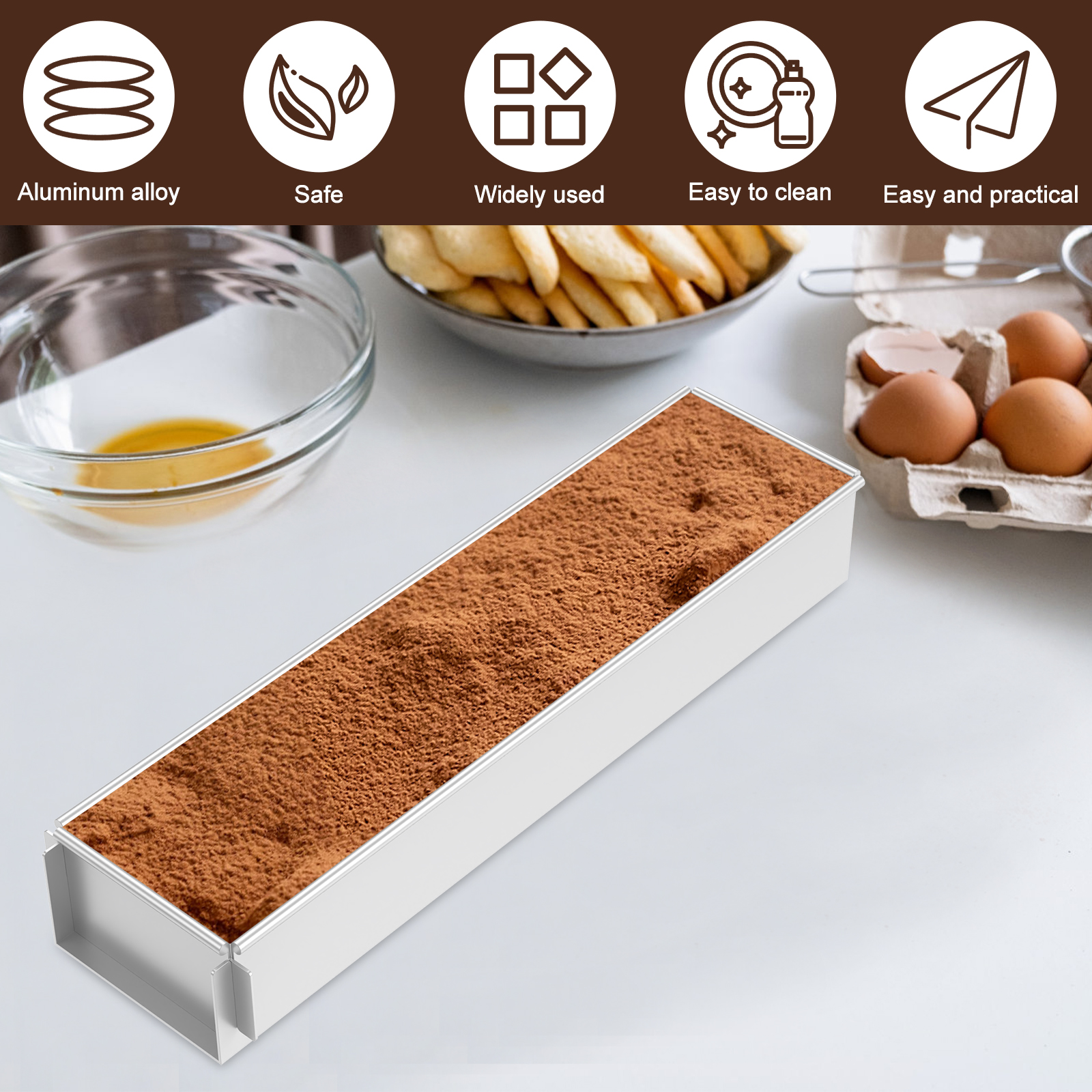 Molde rectangular para pastel, aleación de aluminio, tiramisú, moldes para hacer postres, molde para tarta de queso, molde para pan, herramienta para hornear, accesorios de cocina