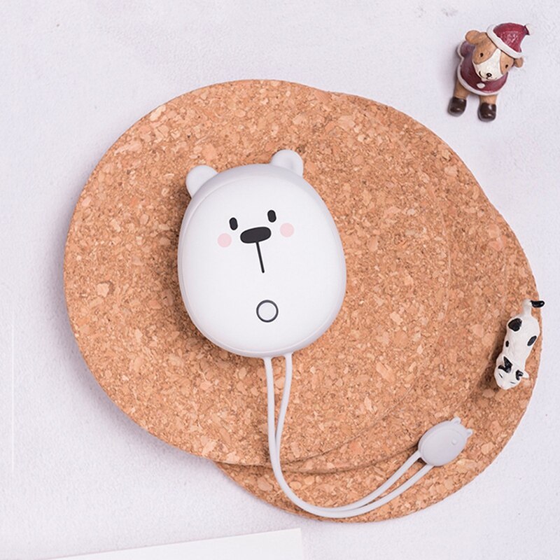 Portable Cute USB Rechargeable Hand Warmers Heater Pocket Mini Cartoon Power Bank Handy Heater Warmers Blue 6000MAh