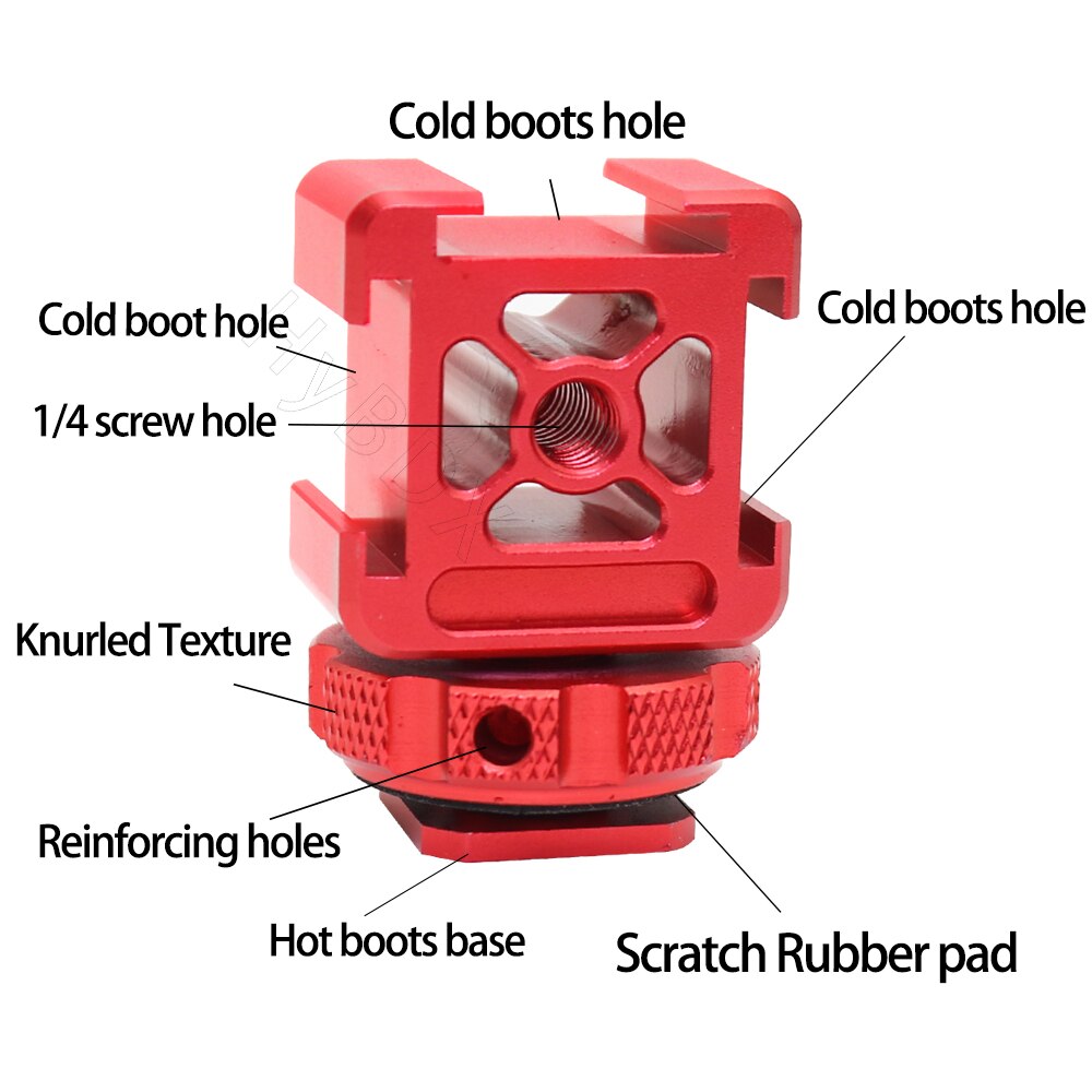 Triple cold shoe mount adapter digital SLR camera shoe for LED flash, video light, microphone, monitor extension bracket