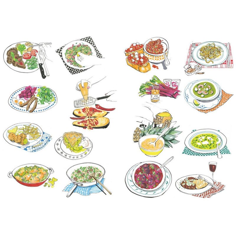 1 PCS Yummy Dinner Dishes Korean Precut Decoration Stickers Desk Organizer School Supplies Office Accessories