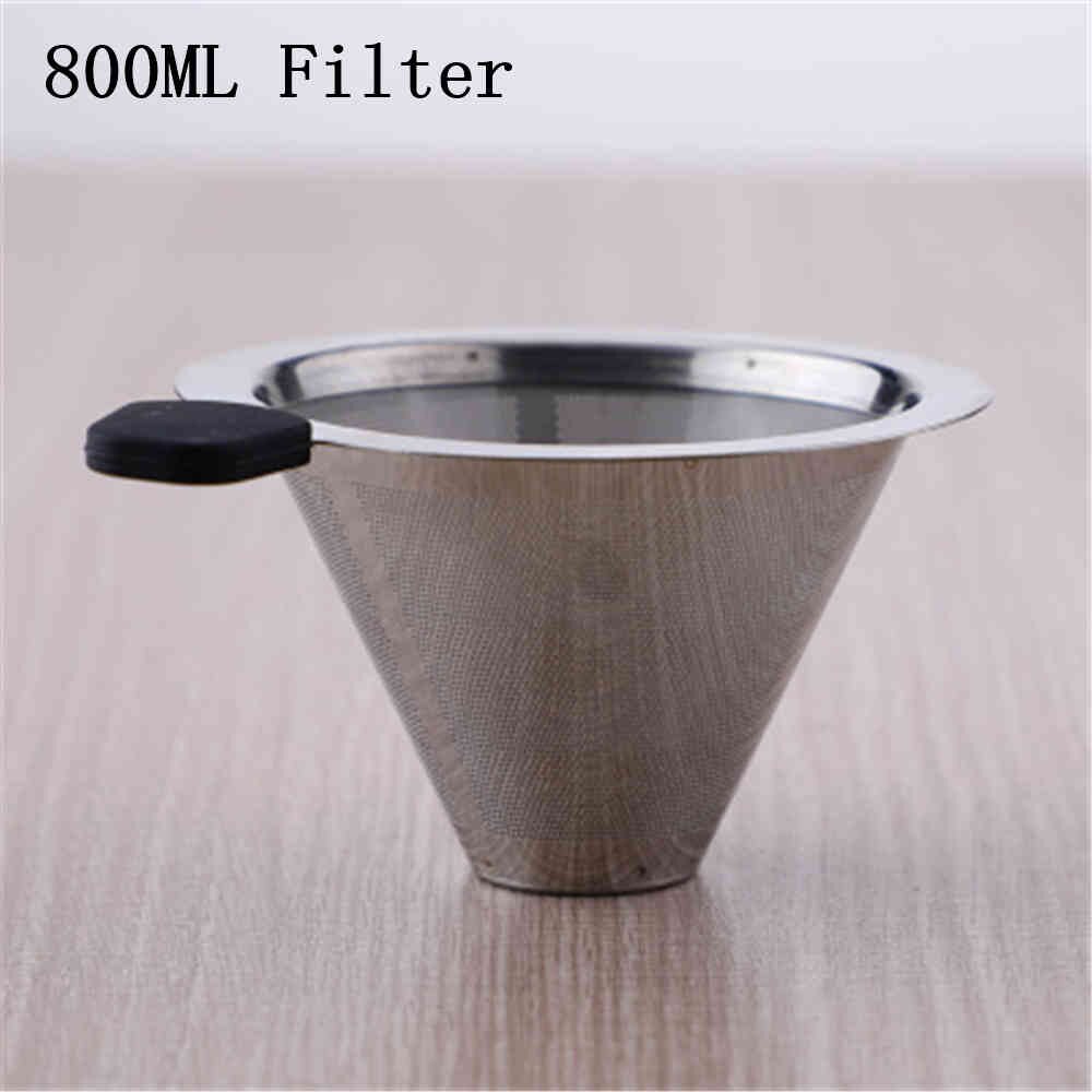 Cafetière en verre 400/600/800ML goutteur Moka cafetière percolateur Barista outils expresso bouilloire manuelle théière avec filtre: Only 800ML Filter