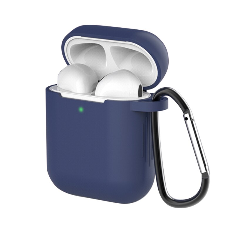 Krzemu skrzynka dla Apple Airpods 1/2 pokrywa ochronna słuchawka Case słuchawki przypadki ochronne dla Apple Airpods 2/1 okładka: Deep blue