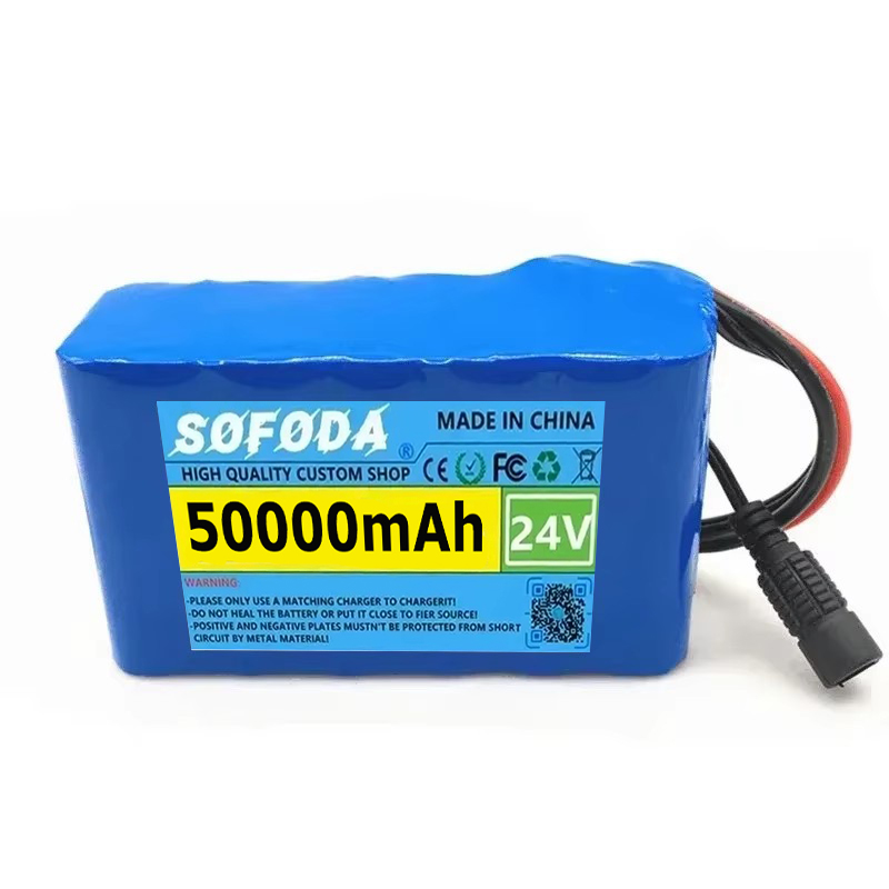 24v 50000 2 mah 6 s 2p 18650 litiumbatteri oppladbart batteri med bms-beskyttelseskort litiumionbatteripakke med lader