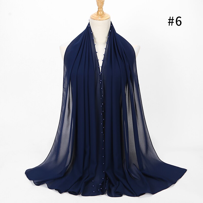 Parel Sjaal Big Size Solider Kleur Bubble Chiffon Sjaal Effen Sjaals Hijab Moslim Sjaal