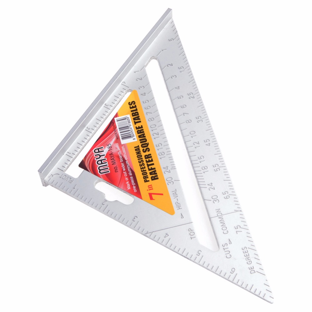 7" Square Carpenter's Measuring Ruler Layout Tool Triangle Angle Protractor