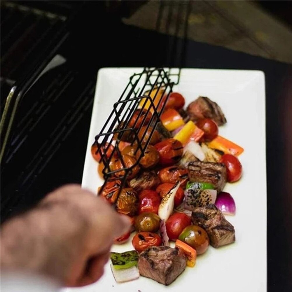 Metalnet trækul non-stick grillkurve bbq skep grill net pølse grillkurv stegt