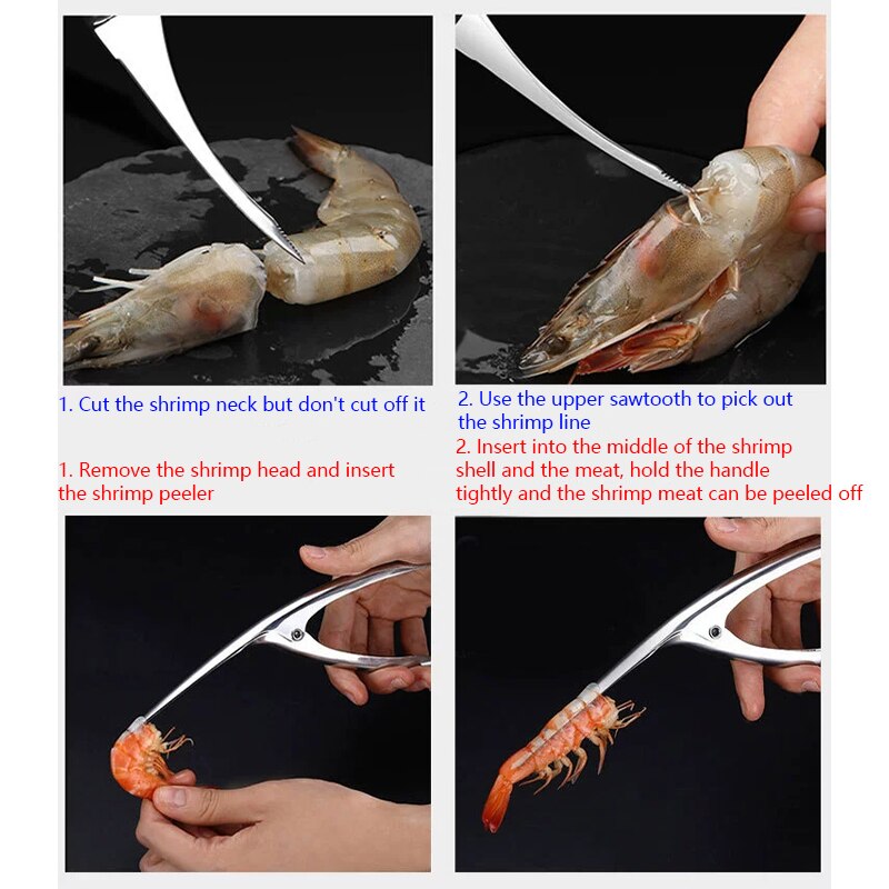 Shrimp Peeler 304 Stainless Steel To Shrimp Line Knife Base Around Shrimp Shell Meat Taker Kitchen Tool Shrimp Skin Separator