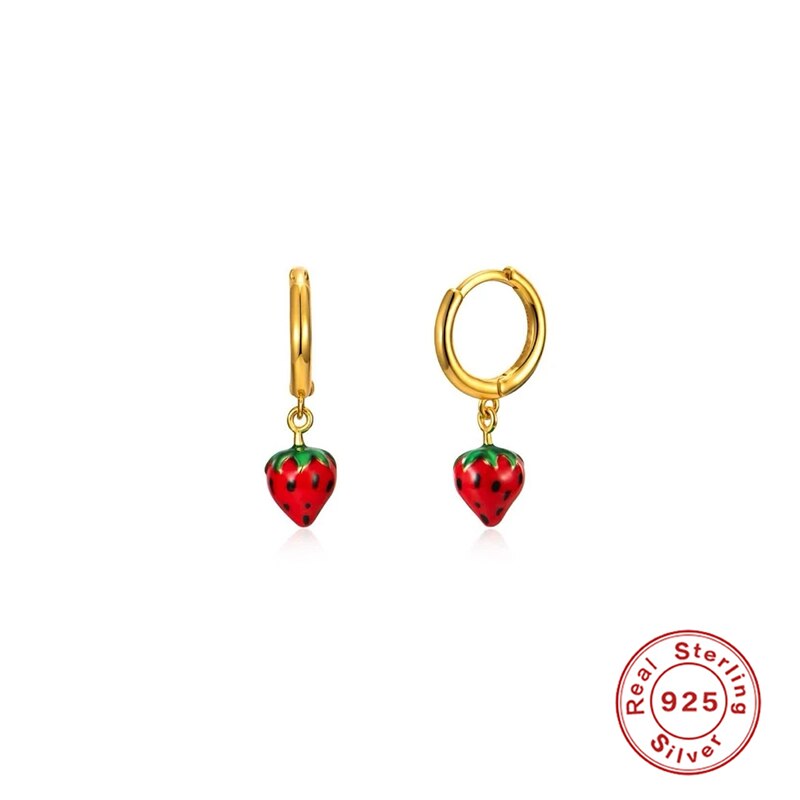 CANNER Fruit Design smalto pendenti orecchini a cerchio per donna simpatici ciondoli creazione di gioielli fai da te ciliegia fragola orecchini accessori: 8