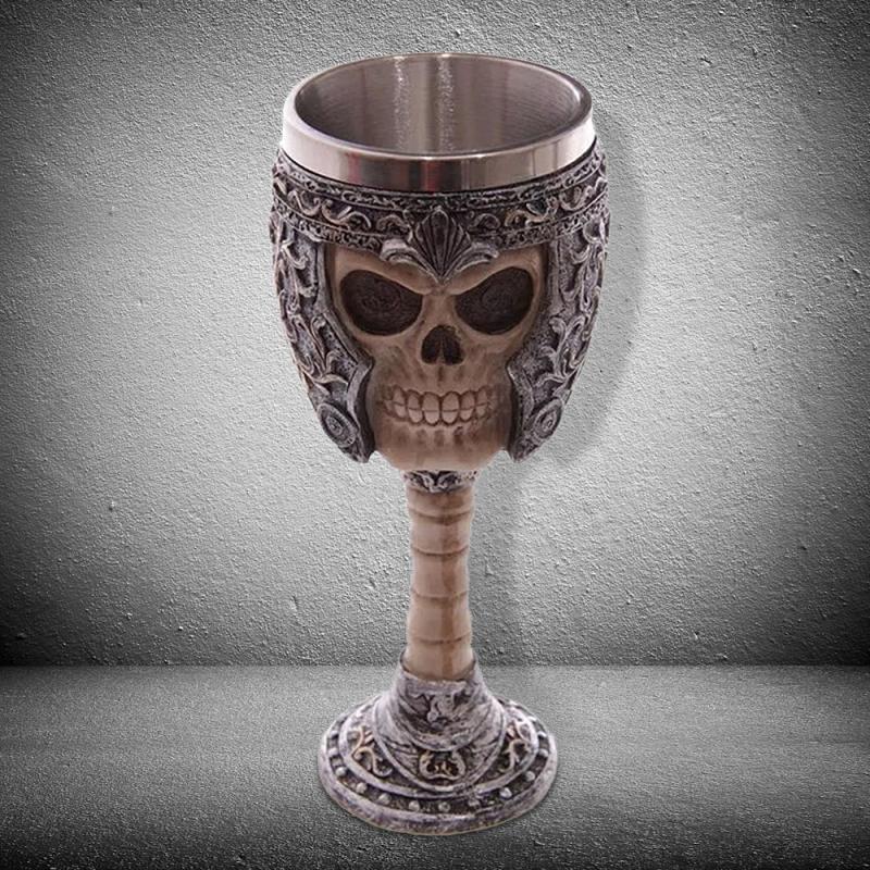 Copa de vino gótica de 200ml con garra de dragón, esqueleto vikingo Retro de acero inoxidable y copa de vino de resina, de Halloween, artículos para beber en Bar