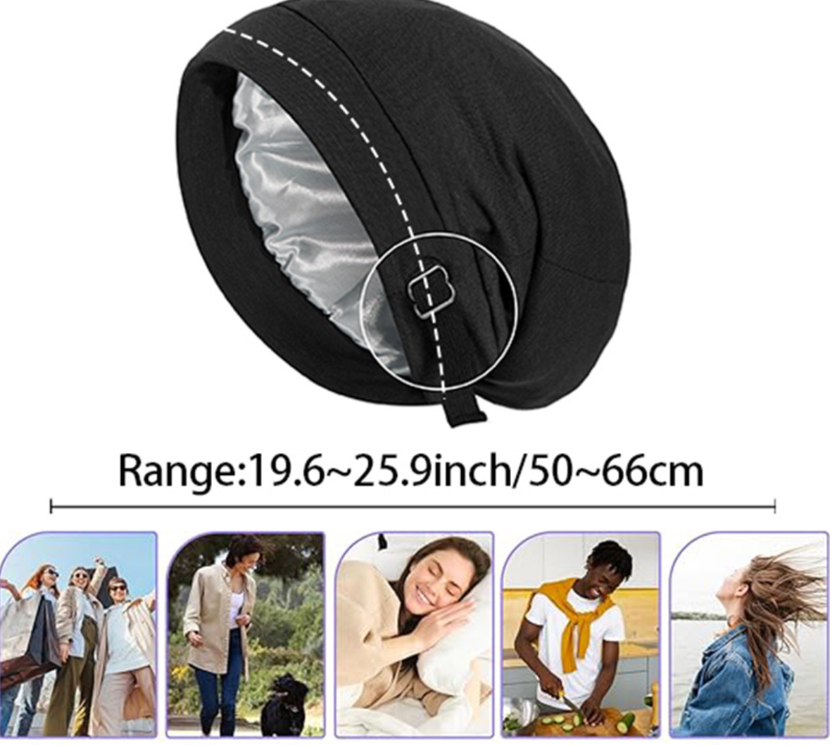 Cappello a cuffia foderato in raso per donna uomo morbido elastico regolato berretto da notte in raso treccia riccia cura dei capelli turbante setoso berretto da notte