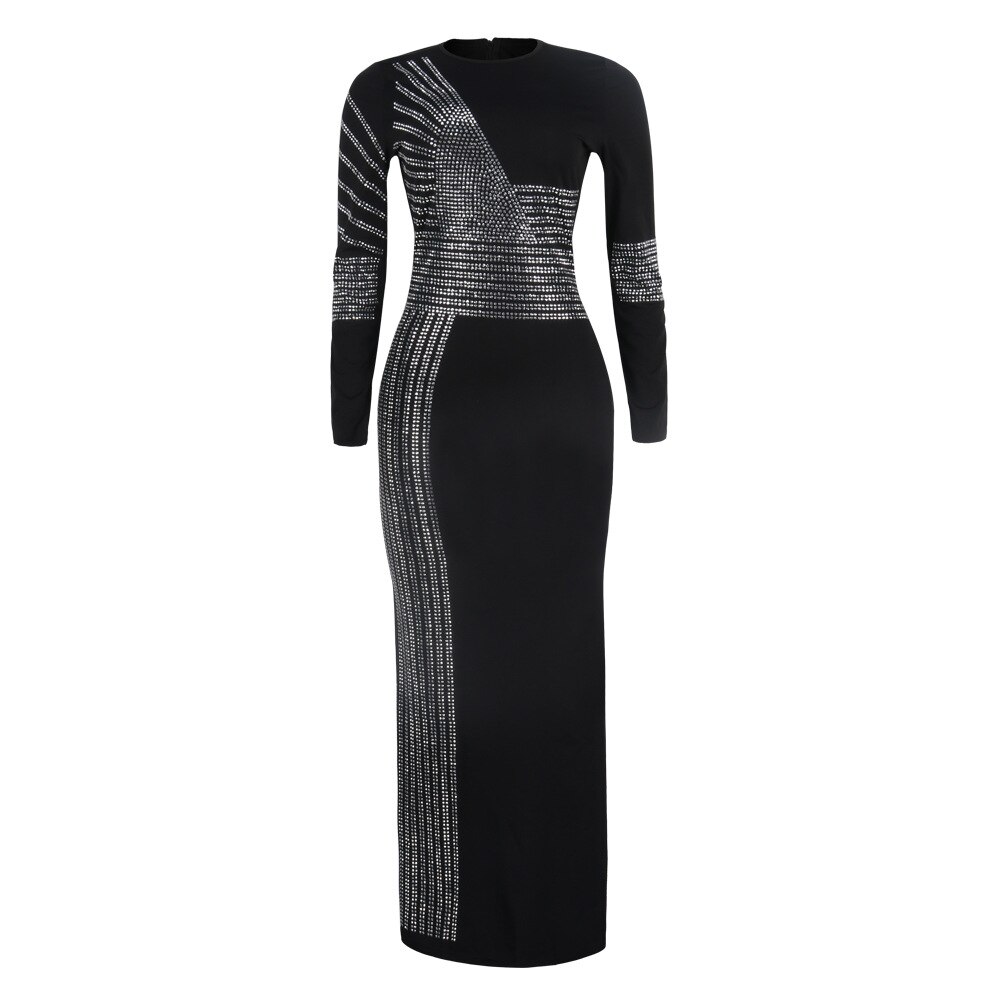 Afrikanische max Kleider Für Frauen Schwarz afrikanisch Langen Kleid Pailletten Oansatz Langen Ärmeln Täglichen Kleid Abendkleid Party Kleid