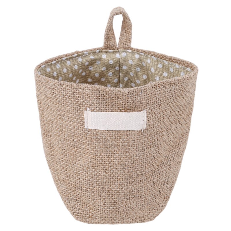 Retro Large Capacity Women Cosmetic Box Jute Cotton Linen Sundries Basket Cosmetic Cases Wall Hanging Make up Storage Bags Women: A