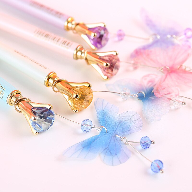 Schmetterling Diamant Metall Mechanische Bleistift Nette Anhänger Automatische Stift Mit Kristalle Kawaii Büro Schüler Lieferungen