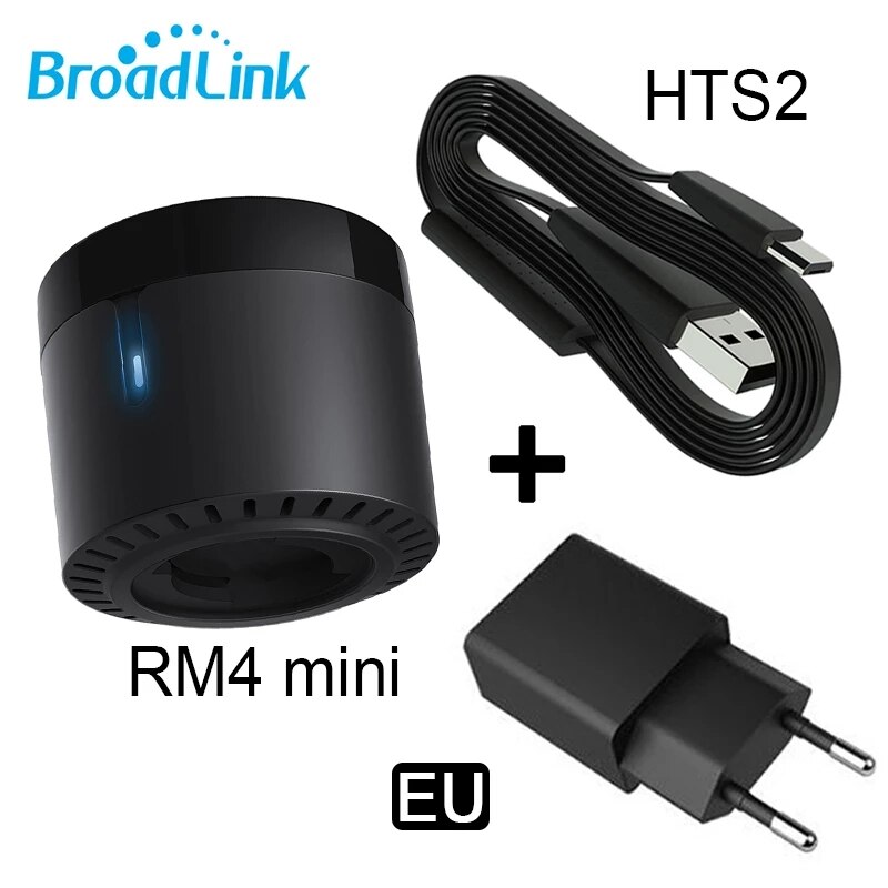 BroadLink – RM4 Pro mini HTS2 capteur de température et d&#39;humidité, Version sans fil, télécommande universelle avec Solution pour maison intelligente: EU RM4 mini Add HTS2