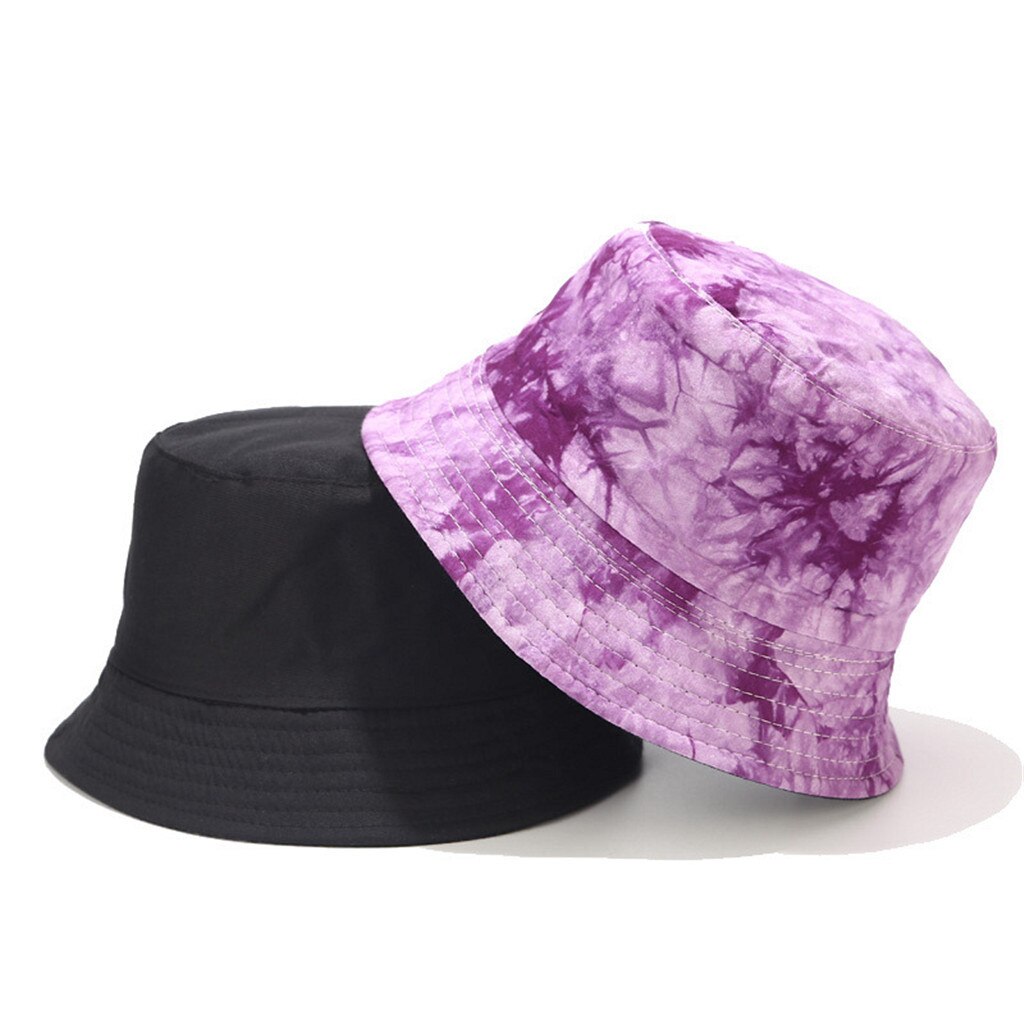 Vrouwen Tie Dye Emmer Hoed Unisex Solid Dunne Katoenen Visser Hoed Vrouwelijke Festival Zomer Anti-Uv Cap Strand Bescherm Hoeden # D