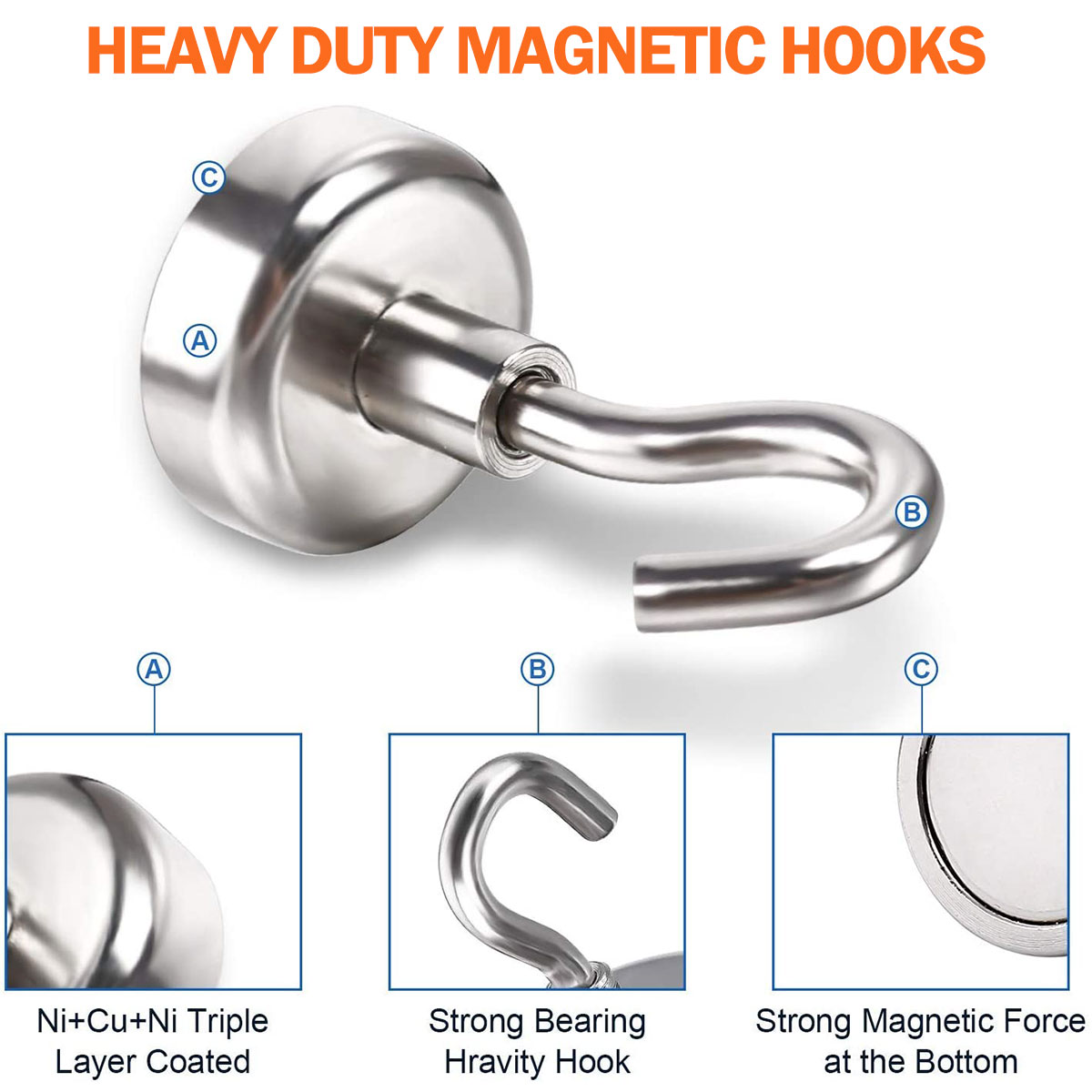 20 Stuks Sterke Magnetische Haken Zware Muur Haken Hanger Sleutel Jas Cup Opknoping Hanger Voor Thuis Keuken Opslag Organisatie