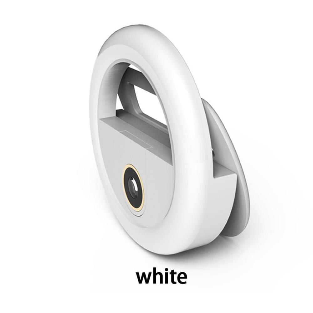 Led Moblie Telefoon Selfie Beauty Ring Licht Groothoek Lens Vullen Lamp Macro Fotografie Camera Shot Oplaadbare Led Selfie Ring: WHITE