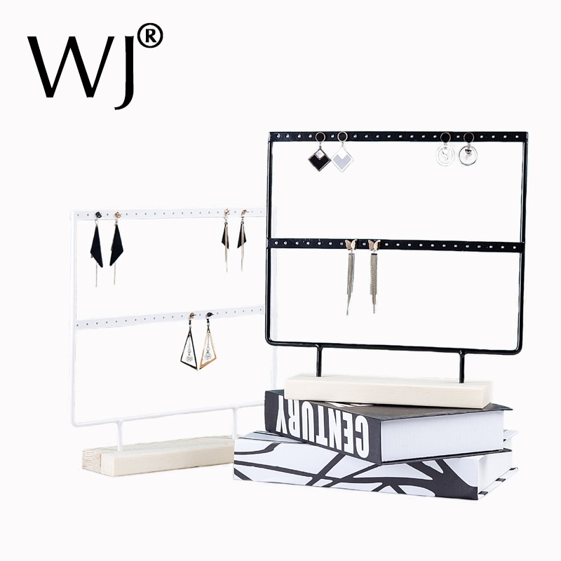 Comptoir de luxe pendentif boucles d'oreilles présentoir métal cintre en bois massif Piercing bijoux oreille goujons support suspendu support de rangement