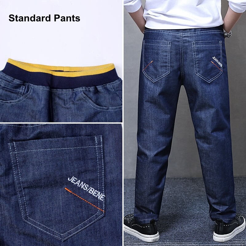 Store drenge jeans bukser forår teenager drenge bukser str. 14 ensfarvet blå denimbukser teenagetøj børnetøj: Standard bukser / 11