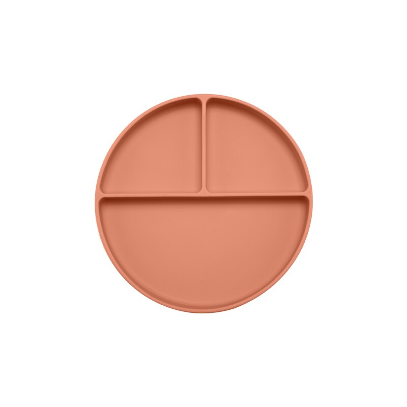 Solid Silicon Plate Set For Baby Kids Training Feeding Dinnerware Baby Learning Plate Set With Fork Spoon BPA Free: Orenge