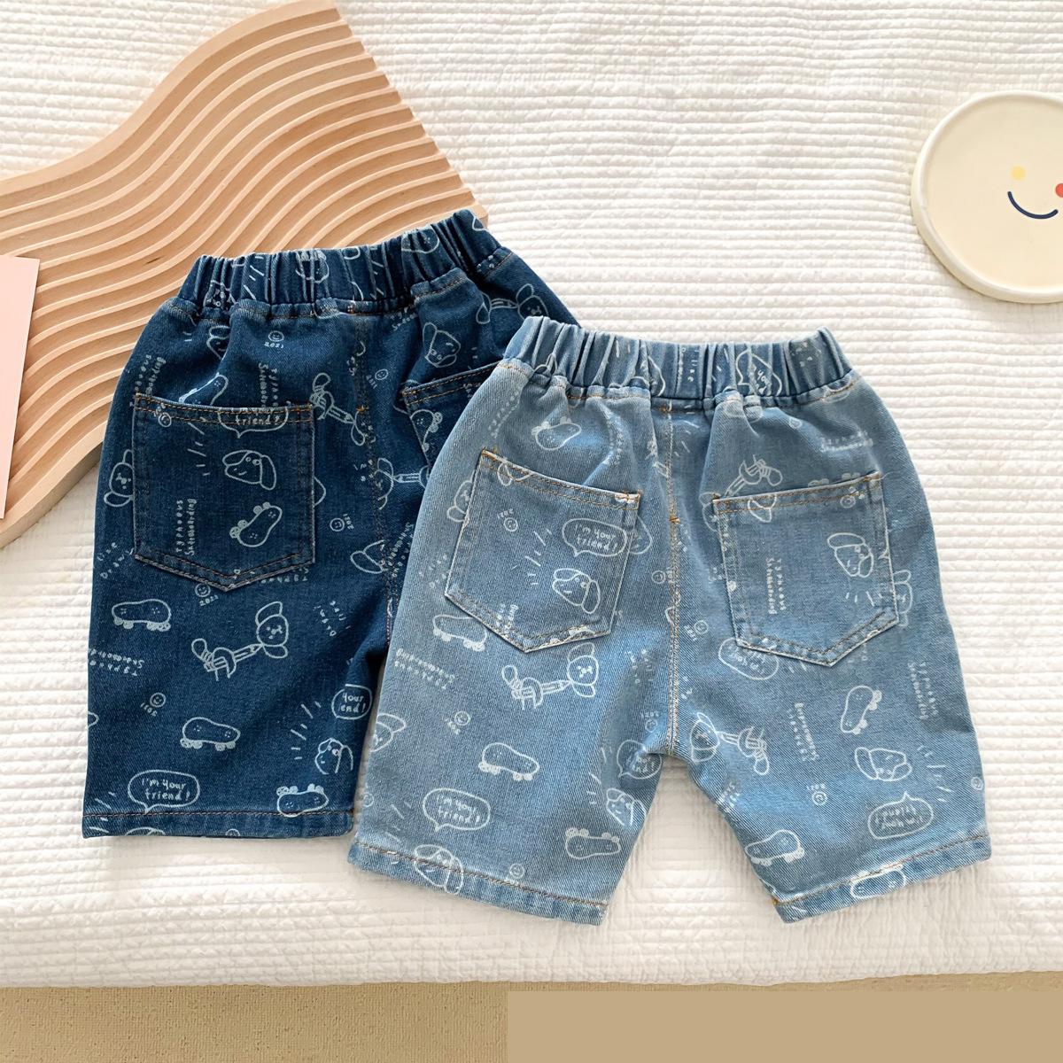 Nuovi pantaloni di jeans per bambini pantaloncini di jeans con stampa di cartoni animati di moda per ragazzi ragazze pantaloni Casual estivi per bambini 2022 pantaloni larghi per bambini