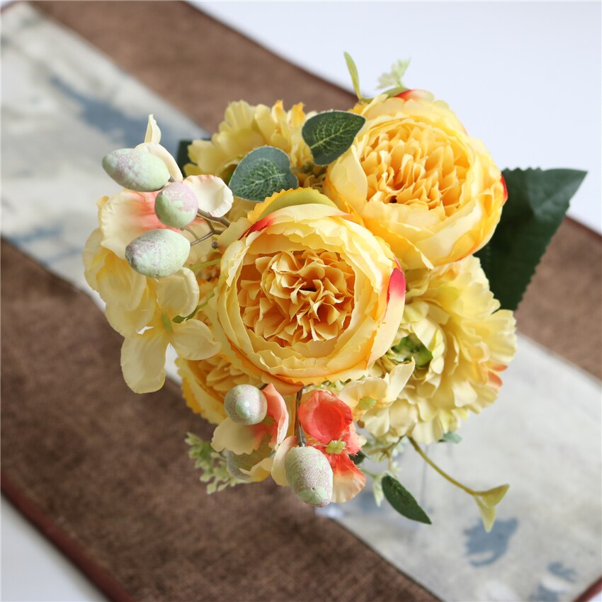 Rose pæon flok europæisk stil kunstige blomster dekorative silke pæoner til hjem hotel bryllup dekoration blomster: -en