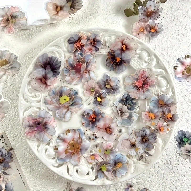 Un paquete de 20 hojas de flores Vintage, materiales de letras de flores preciosas, decoración artesanal, Base de Collage, pegatinas para álbum de recortes de mascotas: Morado