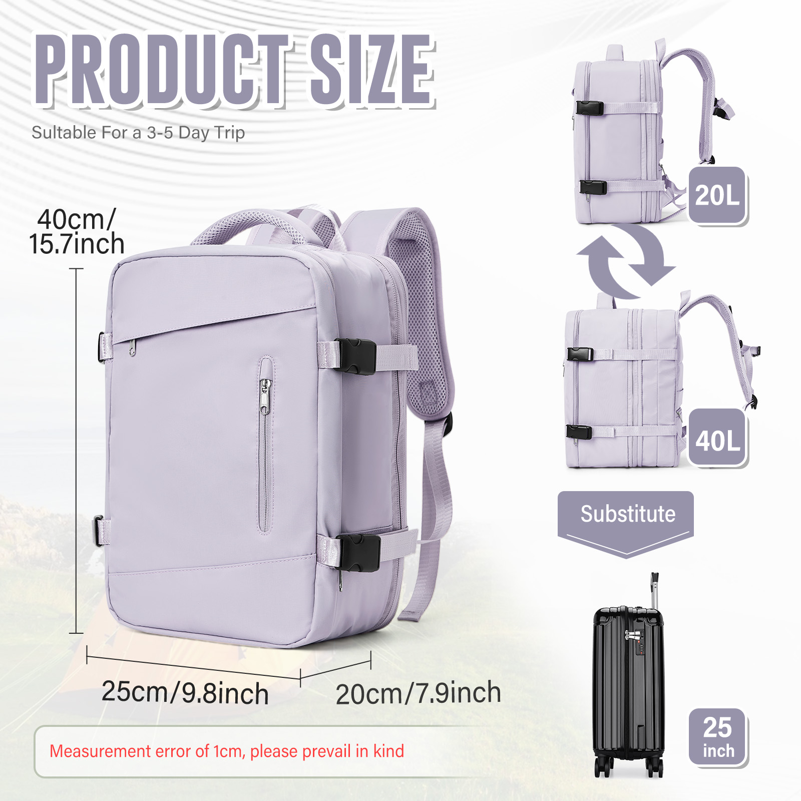 Grote reisrugzak Vacuümcompressierugzak voor dames Reizen Carry on Business Day, Ryanair-rugzak 40x20x25 reistas