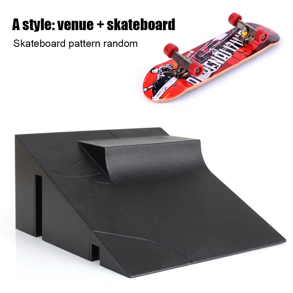 Mini Vingertop Site Park Met Oprit Scène Combinatie Training Games Vinger Skateboard Set Spelen Kinderen Kids Speelgoed Zwart: A