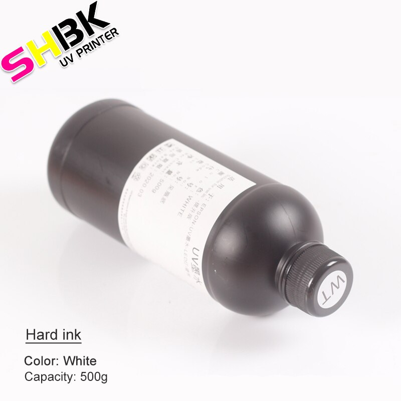Shippping libero inchiostro UV a2 a3 a4 Cilindro uv stampante uv inchiostro stampante mandati e gonfiati uv duro inchiostro DX4 DX5 DX10 TX800 XP600 uv inchiostro 250ml 500ml: 500ml White