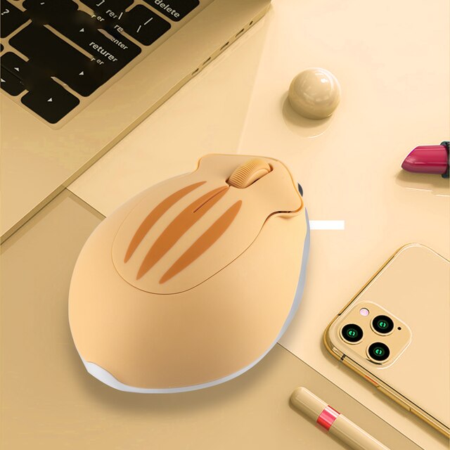 CHYI Mini Mouse Gamer Cartoon USB Wireless Optical Mause Ergonomic 3D Hamster PC Mice with Nut Mouse Pad For laptop: yellow
