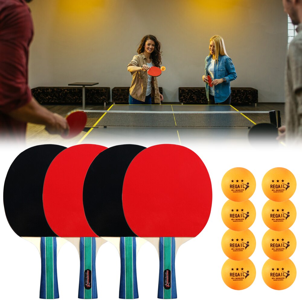 Table Tennis Ball and Bat Set Ping Pong Paddles Table Tennis Rackets with 8pcs Three star Balls Ping Pong Bats Ping Pong