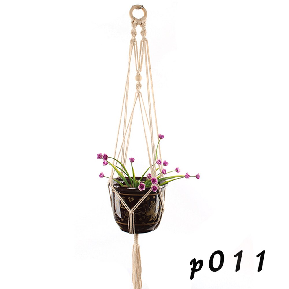 Macrame Katoen Handgemaakte Touw Opknoping Netto Opknoping Mand Vaas Bloem Plant Haak Sling Haak Land Yard Tuin Wanddecoratie: P011